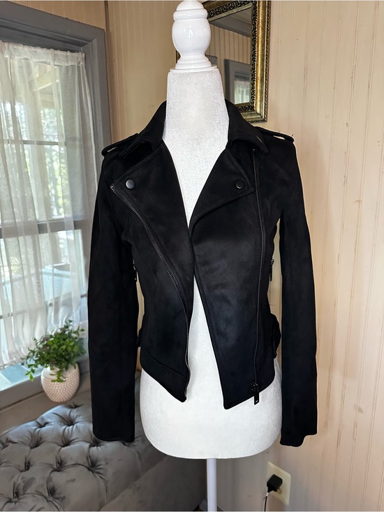 Primark Jackets & Blazers - Primark Faux Suede Moto Jacket Black Cropped Biker Zip NWT Women’s US 0 UK 4